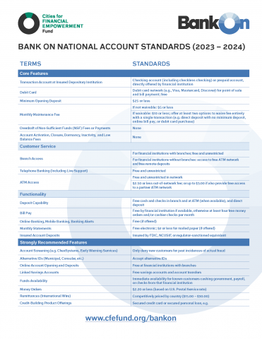 Bank On National Account Standards